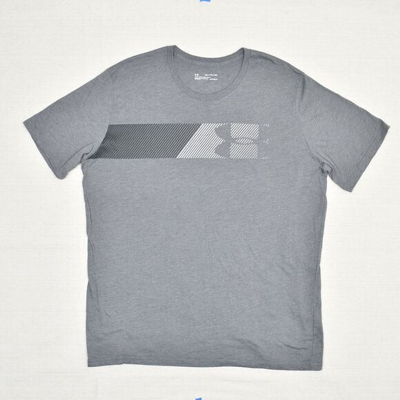 Under Armour Men Cotton Blend Gray Size 2XL Loose Heatgear T Shirt Short Sleeve - Picture 2 of 8
